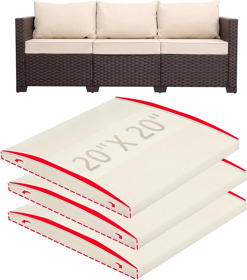 HAVARGO Couch Cushion Support for Outdoor Sagging Seat 20x20x2 Inches Couch Supports for Sagging Cushions, Quick-Drying and High Density Foam Sofa Cushion Support with Anti Slip Mesh Fabric Set of 3 - Image 1